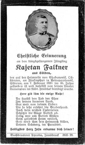 Falkner Kajetan, 1920