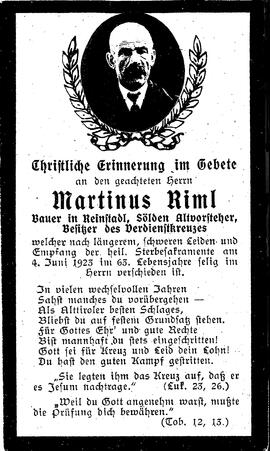 Riml Martinus, 1923