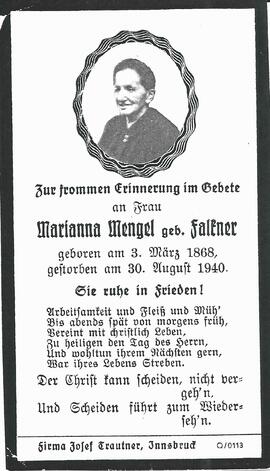Mengel Marianna, geb. Falkner, 1940