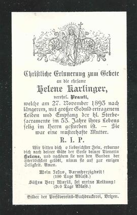 Prantl Helene, geb. Karlinger, 1893