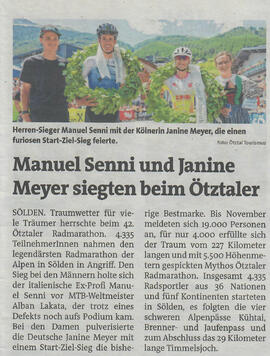 Manuel Senna und Janine Meyer siegten beim Ötztaler