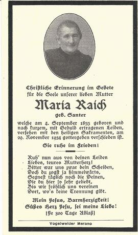 Raich Maria, geb. Santer, 1934
