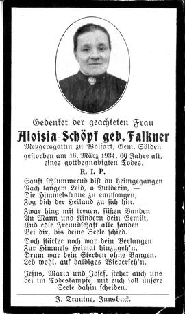 Schöpf Aloisia, geb. Falkner, 1934