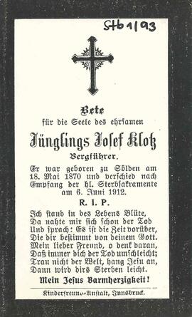 Klotz Josef, 1912