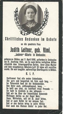 Leitner Judith, geb. Riml, 1923