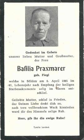 Praxmarer Basilia, geb. Fiegl, 1961