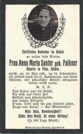 Santer Anna Maria, geb. Falkner, 1921