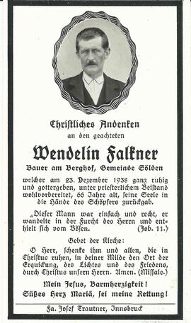 Falkner Wendelin (Wendelinus), 1938