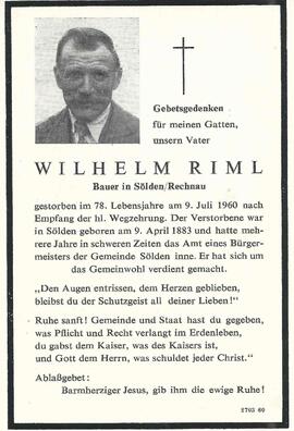 Riml Wilhelm, 1960