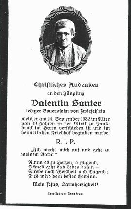 Santer Valentin, 1932