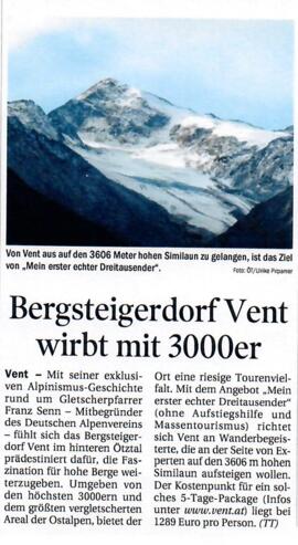 Bergsteigerdorf Vent wirbt mit 3000er