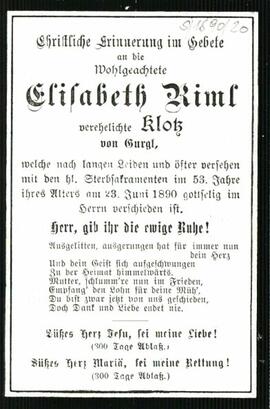 Klotz Elisabeth, geb. Riml, 1890