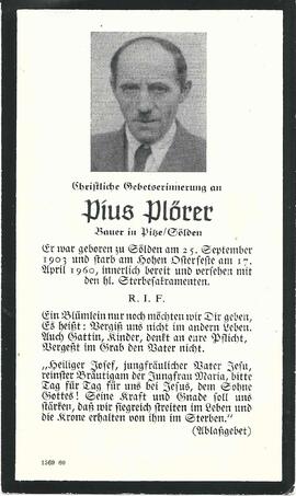 Plörer Pius, 1960