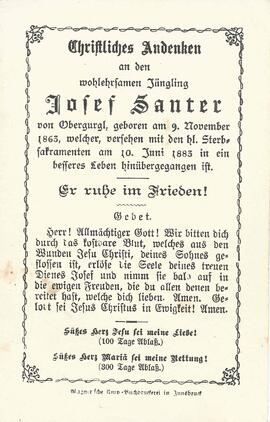 Santer Josef, 1883