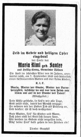 Riml Maria, geb. Santer, 1943