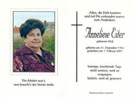 Eiter Anneliese, geb. Dick, 2001