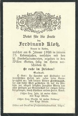 Klotz Ferdinand, 1898