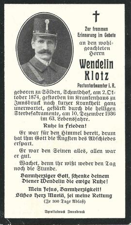 Klotz Wendelin, 1936