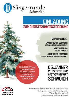 Sängerrunde Schwoich: Einladung zur Christbaumversteigerung 2025