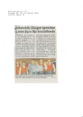Schwoicher Sänger spenden € 5000 für den Sozialfonds