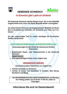 Gemeinde Schwoich: In Schwoich gibt´s jetzt ein Dorftaxi