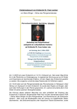 Visitation von Erzbischof Dr. Franz Lackner, Bericht von Maria Ellinger