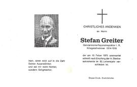 Stefan Greiter, Gendarmerie-Rayoninspektor i.R., Kriegsteilnehmer 1914-1918