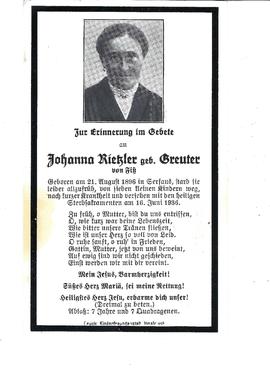 Johanna Rietzler geb. Greuter