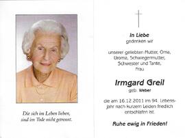 Irmgard Greil geb. Weber