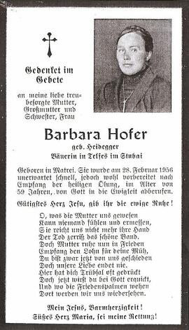 Heidegger Barbara verh Hofer Telfes