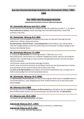 Feuerwehr aus Gemeindeprotokoll