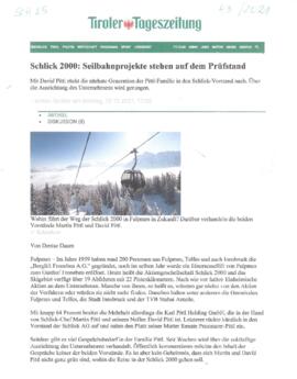 Schlick 2000 Seilbahnprojekte am Prüfstand