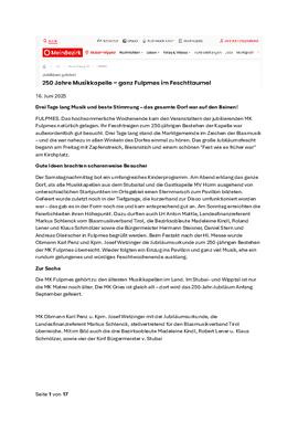 Festkonzert MK Fulpmes-Zeitungsbericht mit Foto