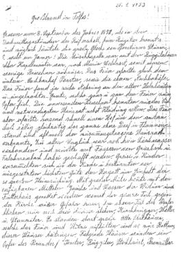 Handschrift über Dorfbrand 1891 - Schafferer Josef