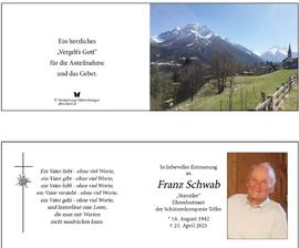 Schwab Franz, Telfes vulgo &quot;Stanziler&quot;