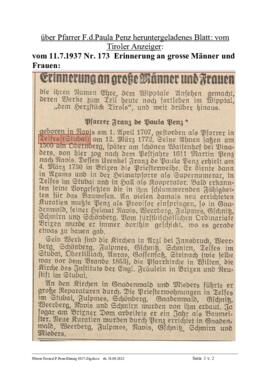 Franz de Paula Penz Nachruf Tiroler Anzeiger
