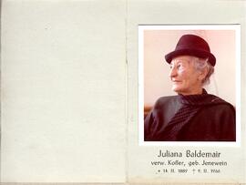 Baldemair Juliana verw. Kofler, geb Jenewein