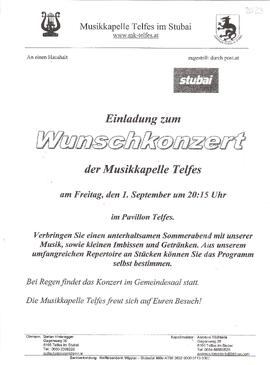 Einladung  Wunschkonzert MK Telfes