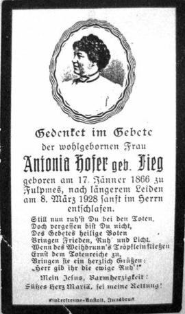 Fieg Antonia verh. Hofer, Fulpmes