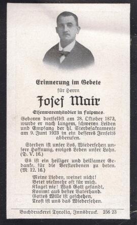 Mair Josef Eisenwarenhändler Fulpmes