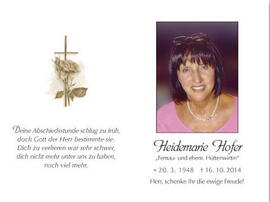 Hofer Heidemarie, Hüttenwirtin Fernau