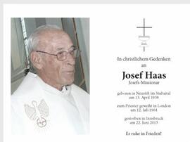 Haas Josef Missionar Neustift