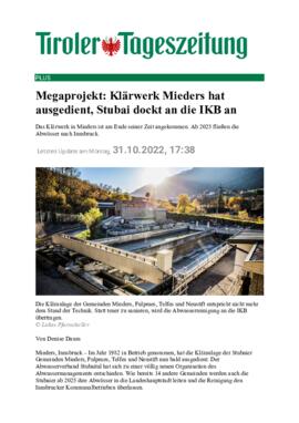 Klärwerk Stubaier Gemeinden Mega Projekt