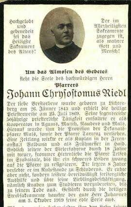 Riedl Johann Chrystostomus Pfarrer Lichtenberg Telfes