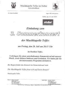 Einladung  3.Sommerkonzert MK Telfes