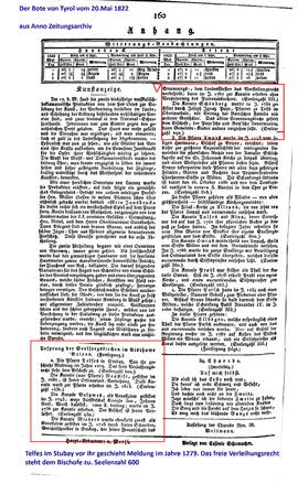 Ursprung Seelsorgkirchen Stubai-Bistum Brixen