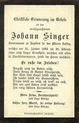 Singer Johann Bauer Telfes