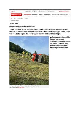 Bergung umgestürzten Motorkarren nach Heuernte