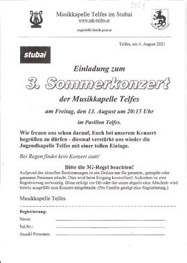 Musikkapelle Telfes  3. Sommerkonzert Coronaregeln