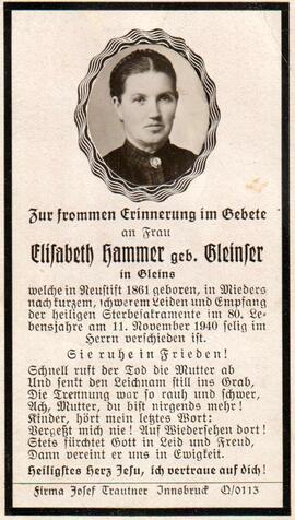 Gleinser Elisabeth verh Hammer Gleins